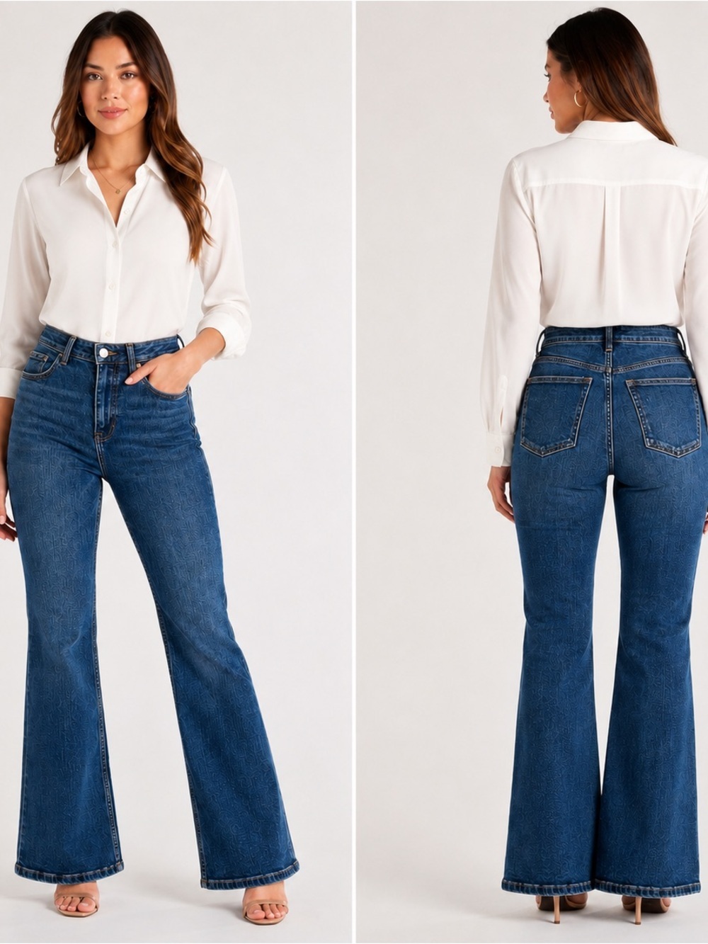 High-Rise Flared Women's Jeans in Dark Blue